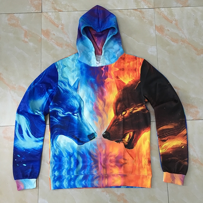 fire and ice wolf hoodie