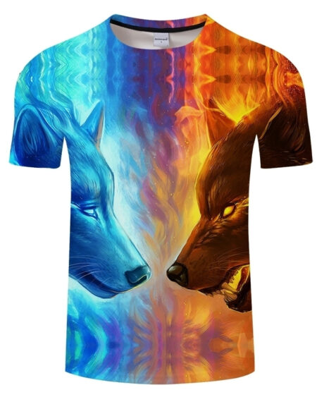 Wolf 3D T Shirts Fire and Ice